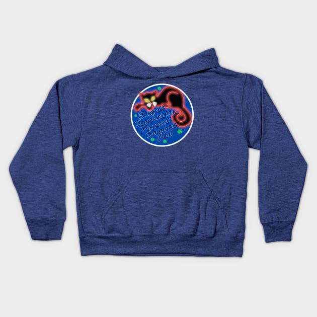 The Electric Psychedelic Pussycat Swingers Club Kids Hoodie by Meta Cortex